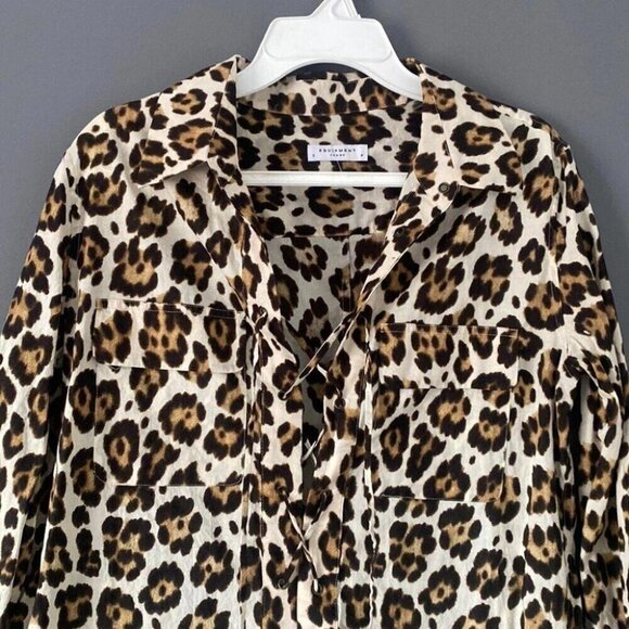Mob Wife Tunic Dress EQUIPMENT Leopard Print Cotton Effortless French Chic - Picture 3 of 14
